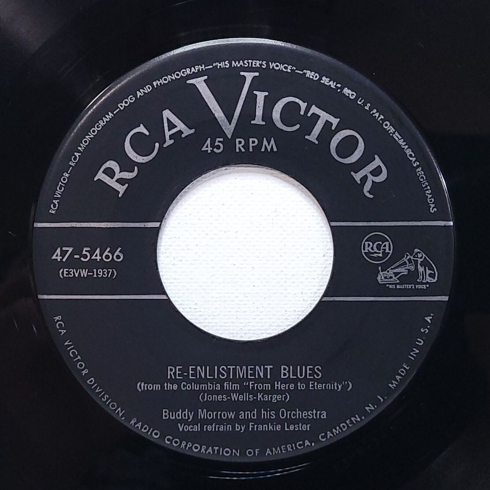 Buddy Morrow Vinyl 45 Re-enlistment Blues/Quarter To Twelve RCA Victor VG Jazz